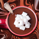 Mug of hot chocolate viewed from above
